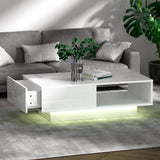 darrahopens Furniture > Living Room Artiss Coffee Table LED Lights High Gloss Storage Drawer Modern Furniture White