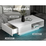 darrahopens Furniture > Living Room Artiss Coffee Table LED Lights High Gloss Storage Drawer Modern Furniture White