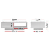 darrahopens Furniture > Living Room Artiss Coffee Table LED Lights High Gloss Storage Drawer Modern Furniture White