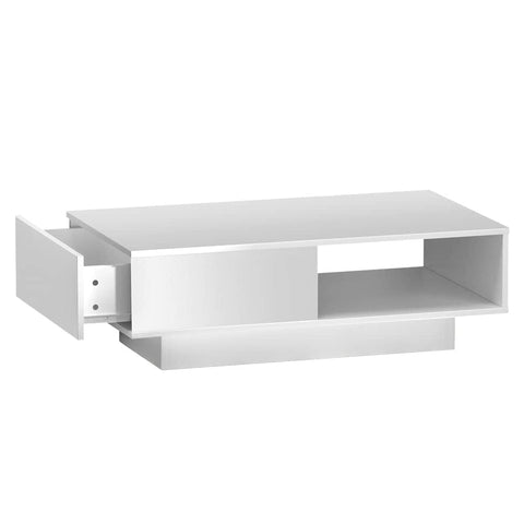 darrahopens Furniture > Living Room Artiss Coffee Table LED Lights High Gloss Storage Drawer Modern Furniture White
