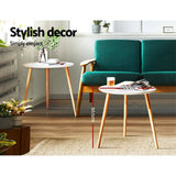 darrahopens Furniture > Living Room Artiss Coffee Table Round Side End Tables Bedside Furniture Wooden Scandinavian