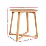 darrahopens Furniture > Living Room Artiss Coffee Table Round Side Tables Nightstand Bedside Furniture Wooden Beige