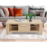 darrahopens Furniture > Living Room Artiss Coffee Table Wooden Shelf Storage Drawer Living Furniture Thick Tabletop