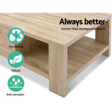 darrahopens Furniture > Living Room Artiss Coffee Table Wooden Shelf Storage Drawer Living Furniture Thick Tabletop