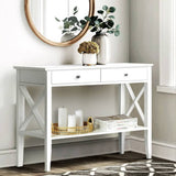 darrahopens Furniture > Living Room Artiss Console Table Hall Side Entry 2 Drawers Display White Desk Furniture