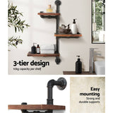 darrahopens Furniture > Living Room Artiss Display Shelves Bookshelf Pipe Shelf Rustic Industrial Floating Wall Shelves DIY Brackets