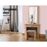 darrahopens Furniture > Living Room Artiss Dressing Table Mirror Stool Mirror Jewellery Cabinet Makeup Storage Wood