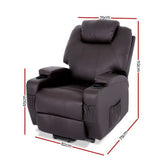 darrahopens Furniture > Living Room Artiss Electric Recliner Lift Chair Massage Armchair Heating PU Leather Brown