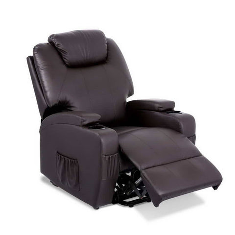 darrahopens Furniture > Living Room Artiss Electric Recliner Lift Chair Massage Armchair Heating PU Leather Brown
