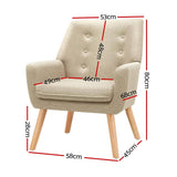 darrahopens Furniture > Living Room Artiss Fabric Dining Armchair - Beige