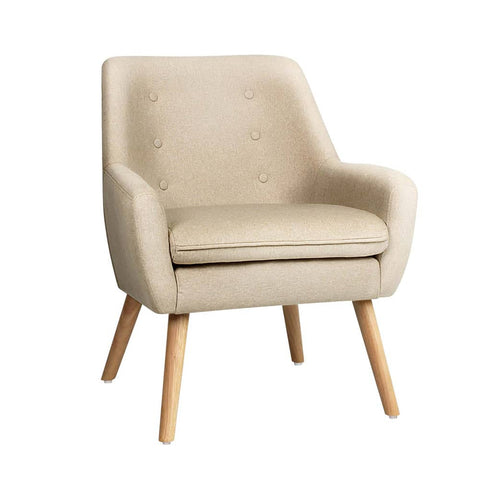 darrahopens Furniture > Living Room Artiss Fabric Dining Armchair - Beige