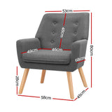 darrahopens Furniture > Living Room Artiss Fabric Dining Armchair - Grey