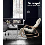 darrahopens Furniture > Living Room Artiss Fabric Rocking Armchair with Adjustable Footrest - Beige