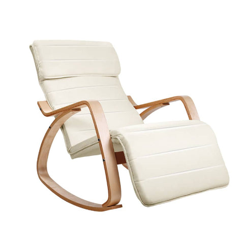 darrahopens Furniture > Living Room Artiss Fabric Rocking Armchair with Adjustable Footrest - Beige