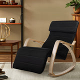 darrahopens Furniture > Living Room Artiss Fabric Rocking Armchair with Adjustable Footrest - Black