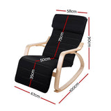darrahopens Furniture > Living Room Artiss Fabric Rocking Armchair with Adjustable Footrest - Black