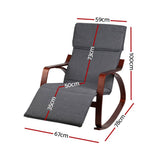 darrahopens Furniture > Living Room Artiss Fabric Rocking Armchair with Adjustable Footrest - Charcoal