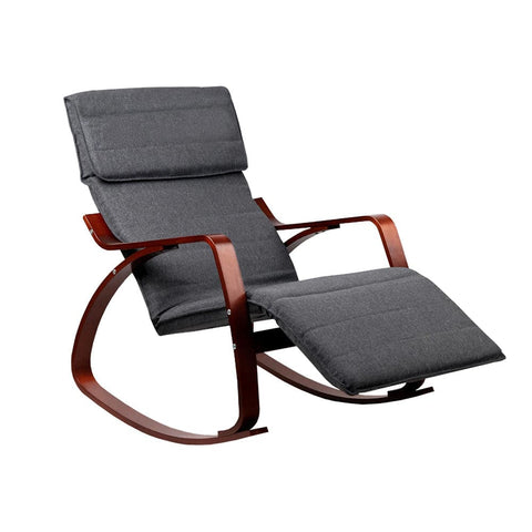 darrahopens Furniture > Living Room Artiss Fabric Rocking Armchair with Adjustable Footrest - Charcoal