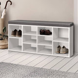 darrahopens Furniture > Living Room Artiss Fabric Shoe Bench with Storage Cubes - White