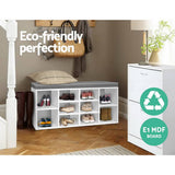 darrahopens Furniture > Living Room Artiss Fabric Shoe Bench with Storage Cubes - White