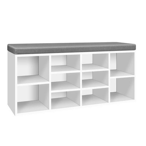 darrahopens Furniture > Living Room Artiss Fabric Shoe Bench with Storage Cubes - White