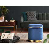 darrahopens Furniture > Living Room Artiss Foot Stool Round Velvet Ottoman Foot Rest Pouf Padded Seat Footstool Navy