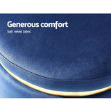 darrahopens Furniture > Living Room Artiss Foot Stool Round Velvet Ottoman Foot Rest Pouf Padded Seat Footstool Navy
