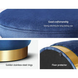 darrahopens Furniture > Living Room Artiss Foot Stool Round Velvet Ottoman Foot Rest Pouf Padded Seat Footstool Navy