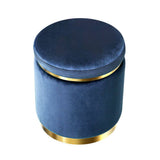 darrahopens Furniture > Living Room Artiss Foot Stool Round Velvet Ottoman Foot Rest Pouf Padded Seat Footstool Navy