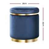 darrahopens Furniture > Living Room Artiss Foot Stool Round Velvet Ottoman Foot Rest Pouf Padded Seat Footstool Navy
