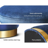 darrahopens Furniture > Living Room Artiss Foot Stool Round Velvet Storage Ottoman Foot Rest Pouffe Footstool Navy