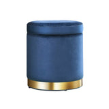 darrahopens Furniture > Living Room Artiss Foot Stool Round Velvet Storage Ottoman Foot Rest Pouffe Footstool Navy