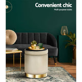 darrahopens Furniture > Living Room Artiss Foot Stool Storage Ottoman Round Velvet Foot Rest Pouffe Seat Footstool