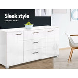 darrahopens Furniture > Living Room Artiss High Gloss Sideboard Storage Cabinet Cupboard - White