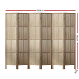 Darrahopens Furniture > Living Room Artiss Jade Room Divider Screen Privacy Wood Dividers Stand 6 Panel Brown