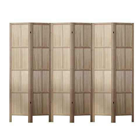 Darrahopens Furniture > Living Room Artiss Jade Room Divider Screen Privacy Wood Dividers Stand 6 Panel Brown