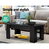 darrahopens Furniture > Living Room Artiss Lift Up Top Coffee Table Storage Shelf Black