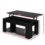 darrahopens Furniture > Living Room Artiss Lift Up Top Coffee Table Storage Shelf Black