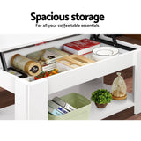 darrahopens Furniture > Living Room Artiss Lift Up Top Mechanical Coffee Table - White