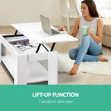 darrahopens Furniture > Living Room Artiss Lift Up Top Mechanical Coffee Table - White