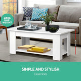 darrahopens Furniture > Living Room Artiss Lift Up Top Mechanical Coffee Table - White