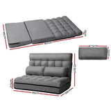 darrahopens Furniture > Living Room Artiss Lounge Sofa Bed 2-seater Floor Folding Fabric Grey