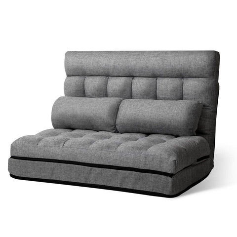 darrahopens Furniture > Living Room Artiss Lounge Sofa Bed 2-seater Floor Folding Fabric Grey