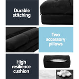 darrahopens Furniture > Living Room Artiss Lounge Sofa Bed 2-seater Floor Folding Suede Charcoal