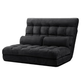 darrahopens Furniture > Living Room Artiss Lounge Sofa Bed 2-seater Floor Folding Suede Charcoal