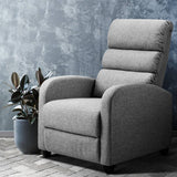 darrahopens Furniture > Living Room Artiss Luxury Recliner Chair Chairs Lounge Armchair Sofa Fabric Cover Grey