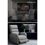 darrahopens Furniture > Living Room Artiss Luxury Recliner Chair Chairs Lounge Armchair Sofa Fabric Cover Grey