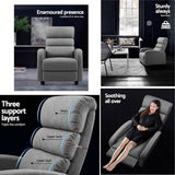 darrahopens Furniture > Living Room Artiss Luxury Recliner Chair Chairs Lounge Armchair Sofa Fabric Cover Grey