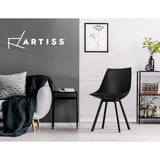 Darrahopens Furniture > Living Room Artiss Lylette Dining Chairs Cafe Chairs PU Leather Padded Seat Set of 2 Black