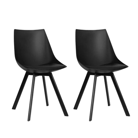 Darrahopens Furniture > Living Room Artiss Lylette Dining Chairs Cafe Chairs PU Leather Padded Seat Set of 2 Black